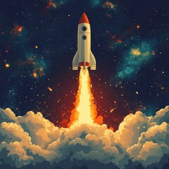 Rocket Launch into the Starry Cosmos.