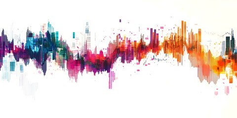 Fototapeta premium Vibrant Cityscape Illustration with Bold Brushstrokes and Vivid Color Palette