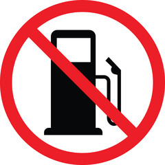 No Gas pump sign stop symbol. No fuel station or no gas pump sign