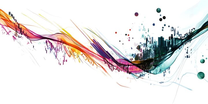 Dynamic Cityscape: Financial Data Flowing Through Abstract Urban Landscape