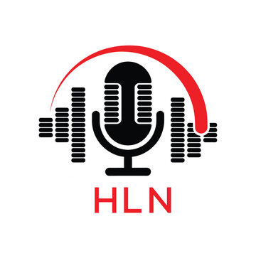 HLN Modern Company logo. HLN Microphone logo design for entrepreneur and business. HLN Music Audio Branding best icon.
