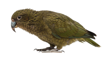 Profile View of a Kakapo Parrot isolated on transparent background