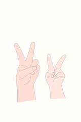 Two hands forming a peace sign