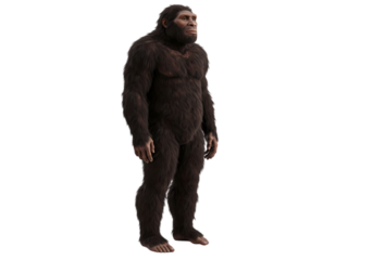 Powerful Male Ape A Detailed 3D Render of a Robust Hominid Figure Perfect for Evolutionary Biology Anthropology or Science Fiction Projects isolated on transparent background
