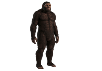 Digital Rendering of a Bigfootlike Creature isolated on transparent background