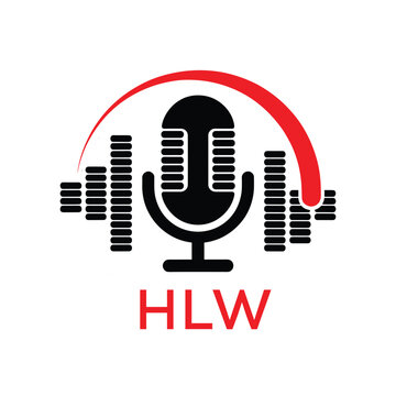 HLW Modern Company logo. HLW Microphone logo design for entrepreneur and business. HLW Music Audio Branding best icon.
