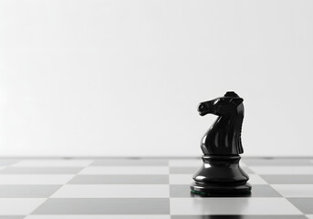 Chess knight piece on a board with transparent background