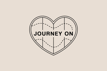 A heart shaped illustration with journey on text and dashed line paths on a light background