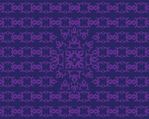 dark blue background vector design with purple carved or symbol patterns with abstract shapes but slightly similar to flower symbols that fill the entire side of the background