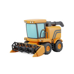 Obraz premium Orange Farm Harvester Machine Isometric Rendering On A Transparent Background