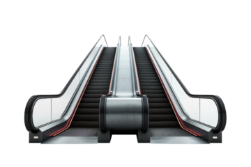 Escalators ascending stairway to modern architecture metro transport elevated platform travel design