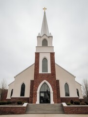 Obraz premium Church building exterior architecture urban location photography overcast environment front view spiritual concept