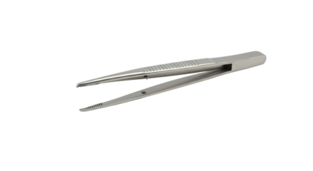 Closeup of Precision Dental Tweezers Surgical Instrument for Dentistry isolated on transparent background