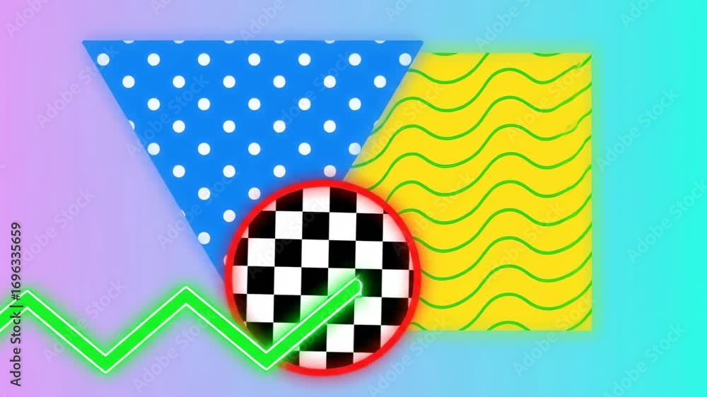 Poster vibrant geometric abstract background - a dynamic abstract composition featuring a playful mix of ge