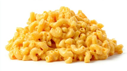 creamy mac and cheese pasta dish on white background