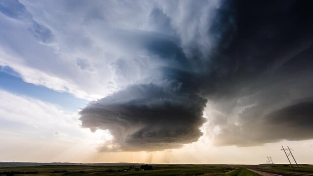 Rotating supercell thunderstorm severe weather danger powerful nature 