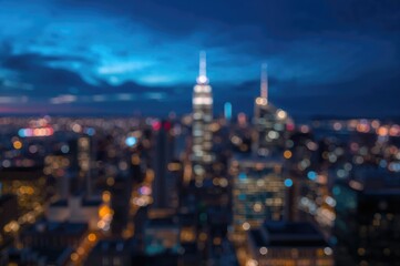 Fototapeta premium Nighttime City Lights with Bokeh Effect