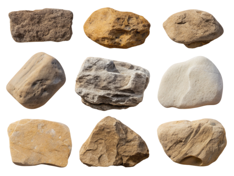 Collection of various natural stones with unique textures perfect for geology or design reference