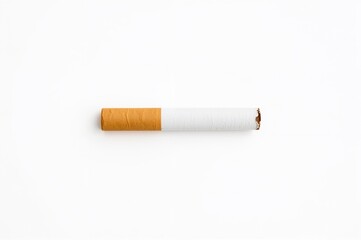 Discarded cigarette and stop sign on a plain white backdrop