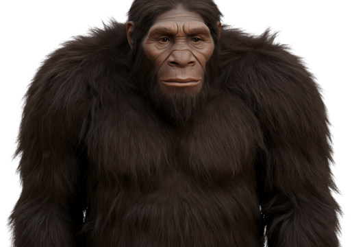 Homo erectus Reconstruction A Detailed Depiction of an Early Human Ancestor isolated on transparent background