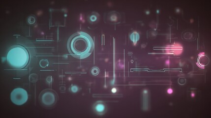 Fototapeta premium Sleek, futuristic technological shapes glowing with cyan and magenta light.