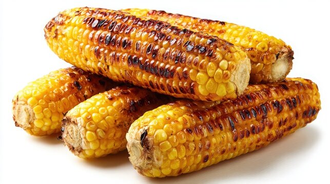 grilled corn on the cob white background - Powered by Adobe