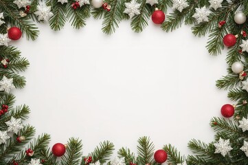 Holiday Ornament with Empty Paper in Middle on White Surface. Overhead Shot, Flat Lay