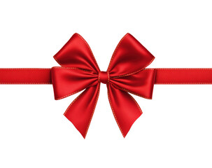Fototapeta premium Red gift ribbon with bow isolated on a white background