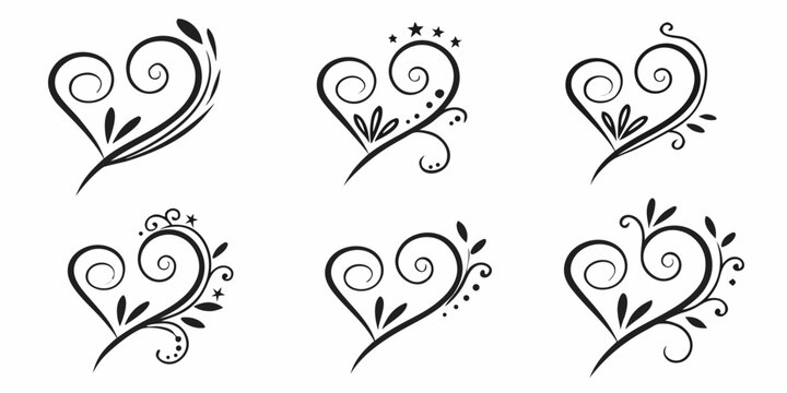 Elegant Heart Swirl Ornaments Collection.