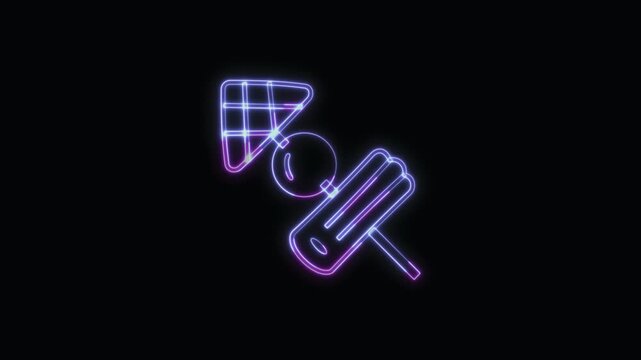  BBQ Icon Neon Seamless Loop 4K with Black Background Animated Promotional Typography for Video Editing