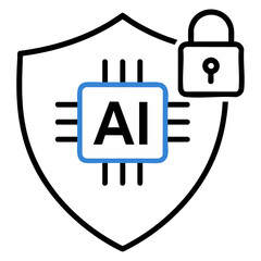 AI and Cybersecurity Shield with Artificial Intelligence Symbol – Vector Illustration