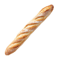 A golden - crusted baguette showcasing its artisanal craftsmanship and evoking the aroma of freshly baked bread against a transparent background