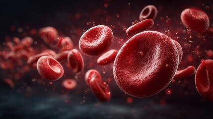 Red Blood Cells and Glucose Molecules in Artery