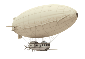 Elegant Beige Airship Vintage Dirigible Illustration isolated on transparent background