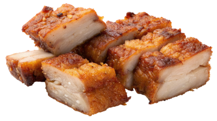 Crispy roast pork belly slices with crunchy crackling for delicious savory dish lovers everywhere