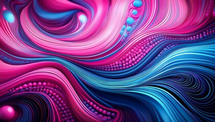 Obraz premium a vibrant abstract pattern featuring swirling lines and dots in pink and blue hues creating a dynamic and energetic visual