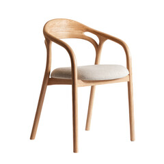 Light, sculpted wooden chair with a cream-colored seat