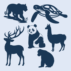 Animal Farm Pet Wildlife Zoo Silhouettes Black Icon Vector