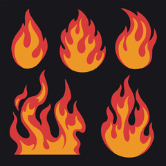 Flames and fire illustrations in various shapes