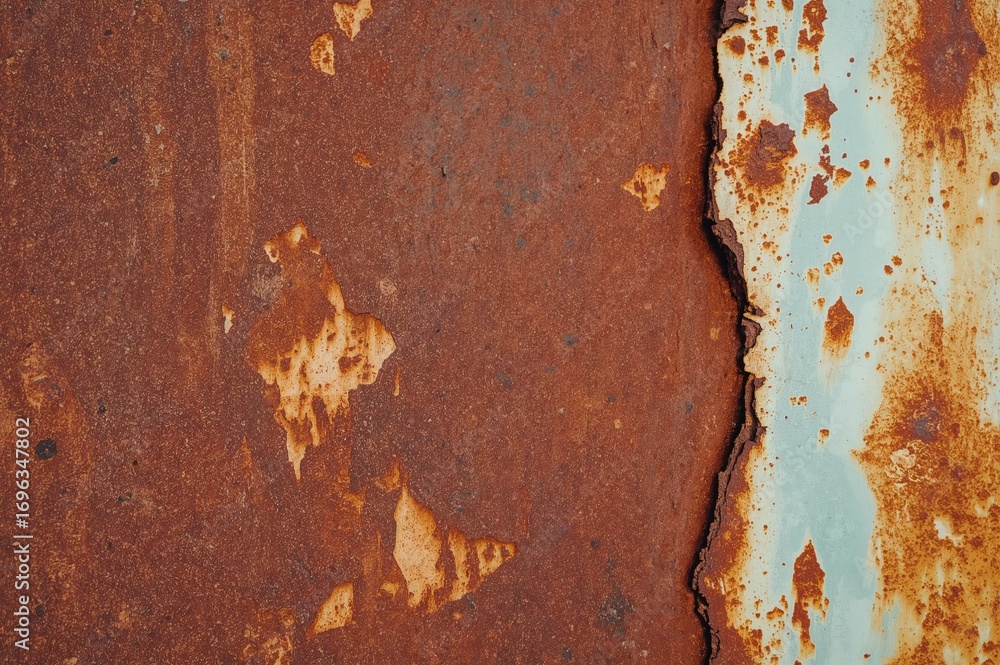 Aufkleber close-up of textured metal featuring rust and abstract patterns for artistic background and design
