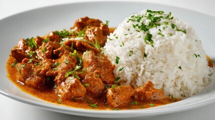 butter chicken curry with basmati rice