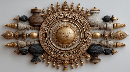 Detailed ornamental gold carving high resolution photo
