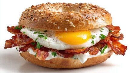 bagel sandwich with egg and bacon