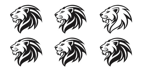 Obraz premium Six Stylized Lion Head Logos.