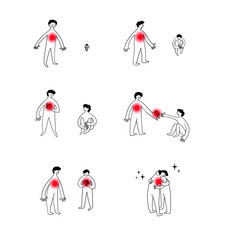 Emotional Support Illustration. Heart-to-Heart Care, Vulnerability and Human Connection Drawing, Mental Health