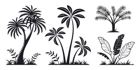 Tropical Palm Tree Silhouettes Collection 1.