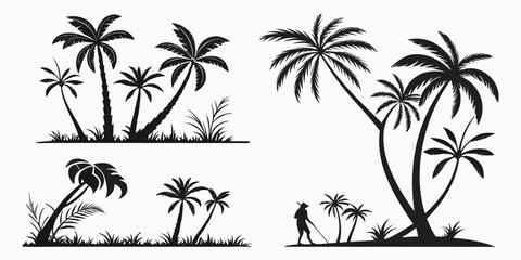 Tropical Palm Tree Silhouettes Collection.