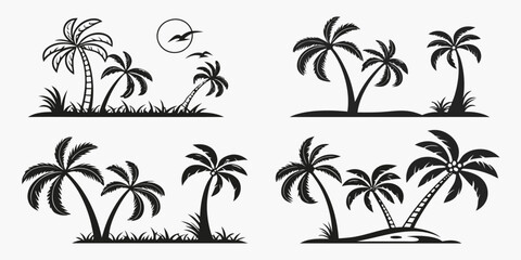 Tropical Palm Trees Silhouette Collection 2.