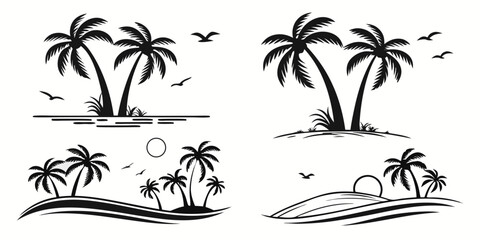Tropical Palm Trees Silhouette Collection 1.