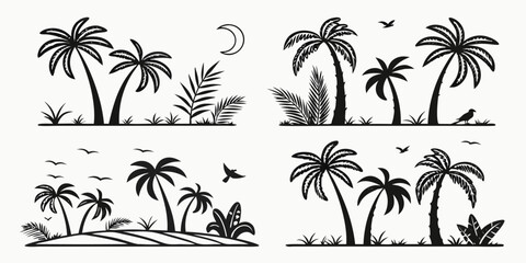 Tropical Palm Trees Silhouette Collection for Summer Vibes.